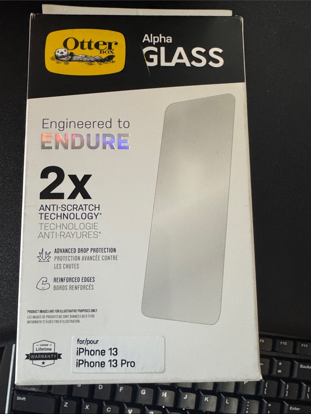 OtterBox Alpha Glass Screen Protector - Black and White
